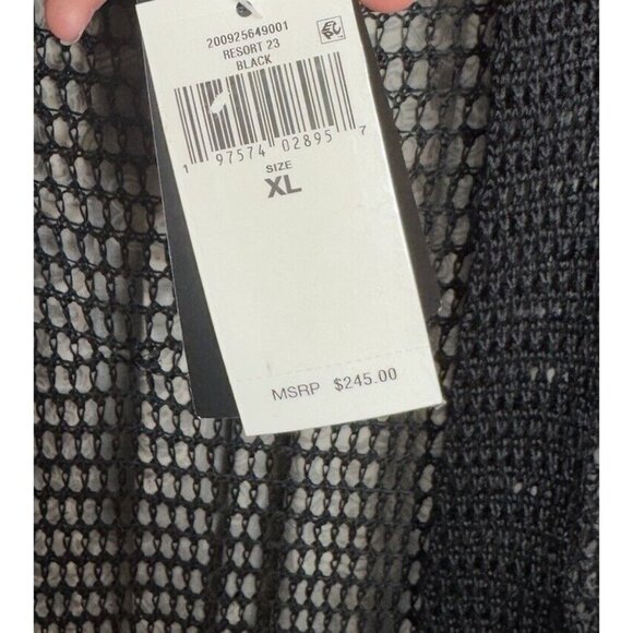 RALPH LAUREN XL Women's Pointelle Knit Linen Blend Cardigan $245 Fringe Black - Picture 6 of 15
